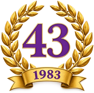 Lorbeerkranz mit der Zahl 43, seit 1983